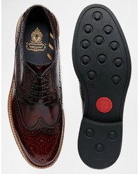 dunkelrote Leder Brogues von Base London