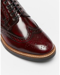 dunkelrote Leder Brogues von Base London