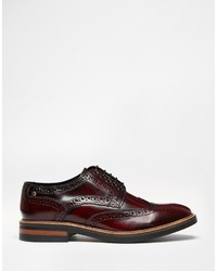 dunkelrote Leder Brogues von Base London