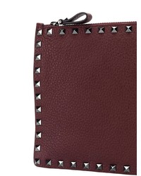 dunkelrote Leder Clutch Handtasche von Valentino