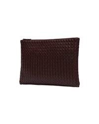 dunkelrote Leder Clutch von Bottega Veneta