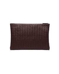 dunkelrote Leder Clutch von Bottega Veneta