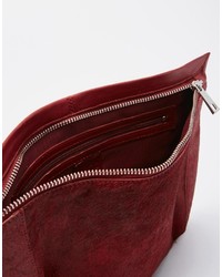 dunkelrote Leder Clutch von Asos