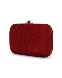 dunkelrote Leder Clutch von Judith Leiber Couture