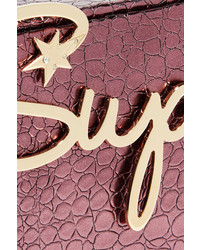 dunkelrote Leder Clutch von Charlotte Olympia