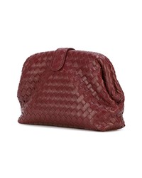 dunkelrote Leder Clutch von Bottega Veneta