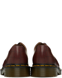 dunkelrote Leder Derby Schuhe mit Karomuster von Undercover