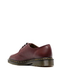 dunkelrote Leder Derby Schuhe mit Karomuster von Dr. Martens