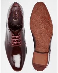 dunkelrote Leder Derby Schuhe von Ted Baker