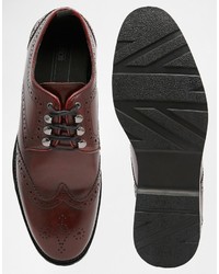 dunkelrote Leder Derby Schuhe von Asos