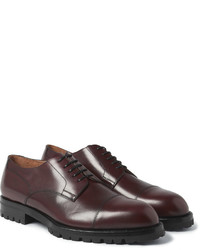 dunkelrote Leder Derby Schuhe von Dries Van Noten