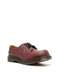 dunkelrote Leder Derby Schuhe von Comme des Garcons Homme Deux