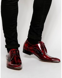 dunkelrote Leder Derby Schuhe von Jeffery West