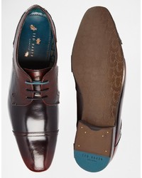 dunkelrote Leder Derby Schuhe von Ted Baker