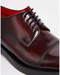 dunkelrote Leder Derby Schuhe von Base London