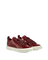 dunkelrote Leder niedrige Sneakers von Giuseppe Zanotti