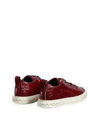 dunkelrote Leder niedrige Sneakers von Giuseppe Zanotti