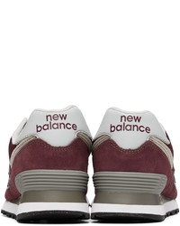 dunkelrote Leder niedrige Sneakers von New Balance