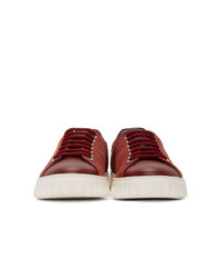 dunkelrote Leder niedrige Sneakers von Salvatore Ferragamo