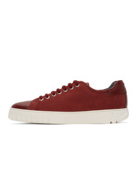 dunkelrote Leder niedrige Sneakers von Salvatore Ferragamo