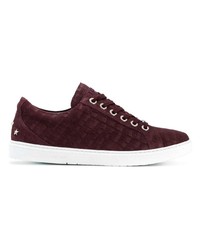 dunkelrote Leder niedrige Sneakers von Jimmy Choo