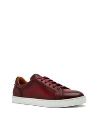 dunkelrote Leder niedrige Sneakers von Magnanni