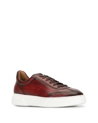 dunkelrote Leder niedrige Sneakers von Magnanni