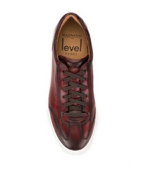 dunkelrote Leder niedrige Sneakers von Magnanni