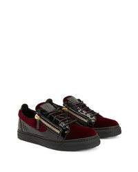 dunkelrote Leder niedrige Sneakers von Giuseppe Zanotti