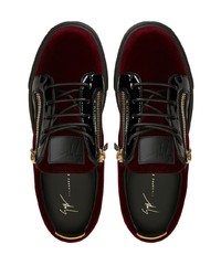 dunkelrote Leder niedrige Sneakers von Giuseppe Zanotti