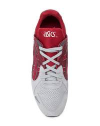 dunkelrote Leder niedrige Sneakers von Asics