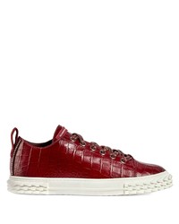 dunkelrote Leder niedrige Sneakers von Giuseppe Zanotti