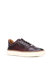 dunkelrote Leder niedrige Sneakers von Bally