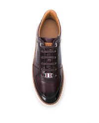 dunkelrote Leder niedrige Sneakers von Bally