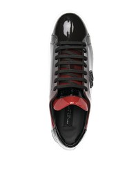dunkelrote Leder niedrige Sneakers von Philipp Plein