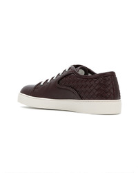 dunkelrote Leder niedrige Sneakers von Bottega Veneta