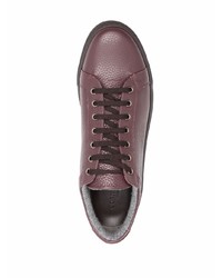 dunkelrote Leder niedrige Sneakers von Corneliani