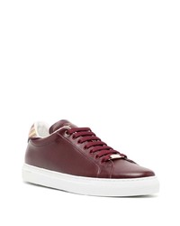 dunkelrote Leder niedrige Sneakers von Paul Smith