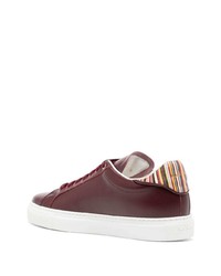 dunkelrote Leder niedrige Sneakers von Paul Smith