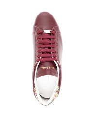 dunkelrote Leder niedrige Sneakers von Paul Smith