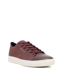 dunkelrote Leder niedrige Sneakers von Paul Smith