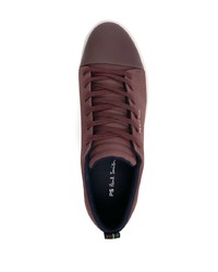 dunkelrote Leder niedrige Sneakers von Paul Smith