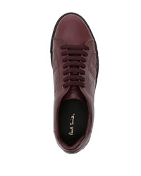 dunkelrote Leder niedrige Sneakers von Paul Smith