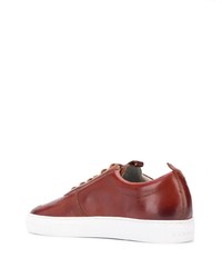 dunkelrote Leder niedrige Sneakers von Grenson