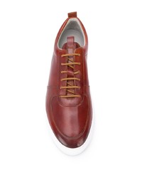 dunkelrote Leder niedrige Sneakers von Grenson