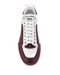 dunkelrote Leder niedrige Sneakers von Dolce & Gabbana