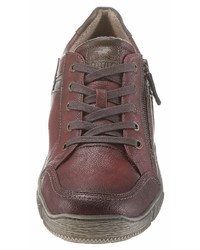 dunkelrote Leder niedrige Sneakers von Mustang Shoes