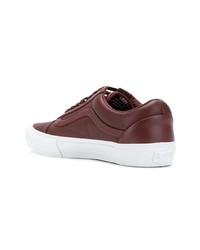 dunkelrote Leder niedrige Sneakers von Vans