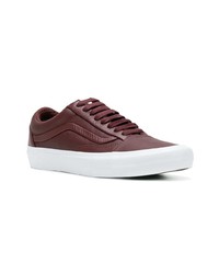 dunkelrote Leder niedrige Sneakers von Vans