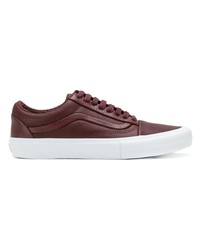 dunkelrote Leder niedrige Sneakers von Vans